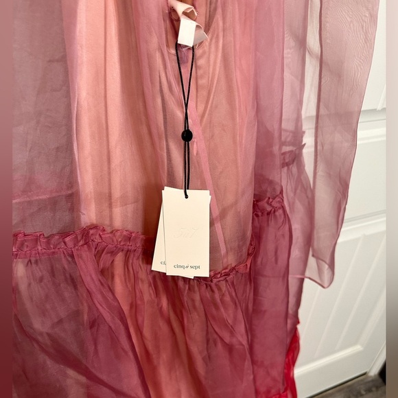 Cinq A Sept Veronique Tiered Organza Silk Colorblock Gown - Picture 4 of 16